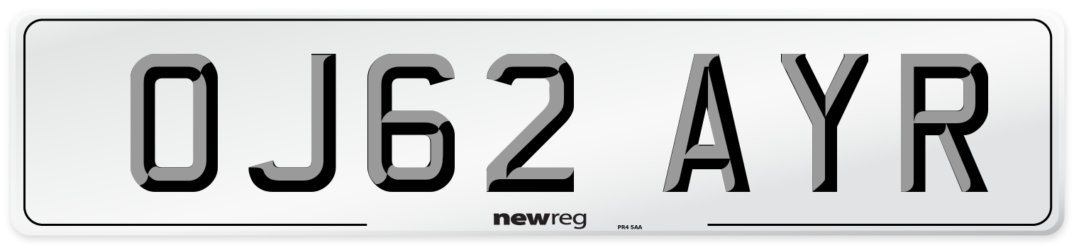 OJ62 AYR Number Plate from New Reg